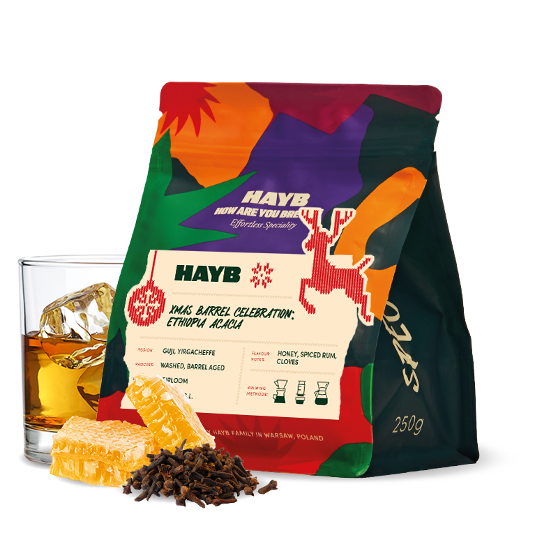 Výběrová káva HAYB Speciality Coffee Etiopie XMAS BARREL CELEBRATION - Vánoční limitka