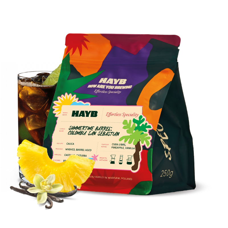 Výběrová káva HAYB Speciality Coffee Kolumbie SUMMER TIME BARREL - limitovaná edice