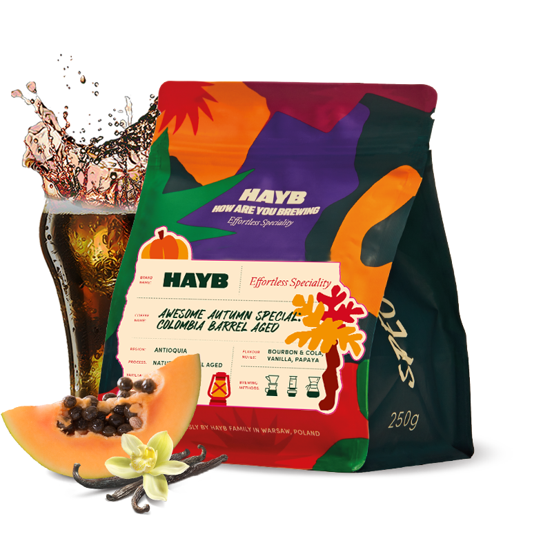 Výběrová káva HAYB Speciality Coffee Kolumbie AWESOME AUTUMN SPECIAL - barrel aged