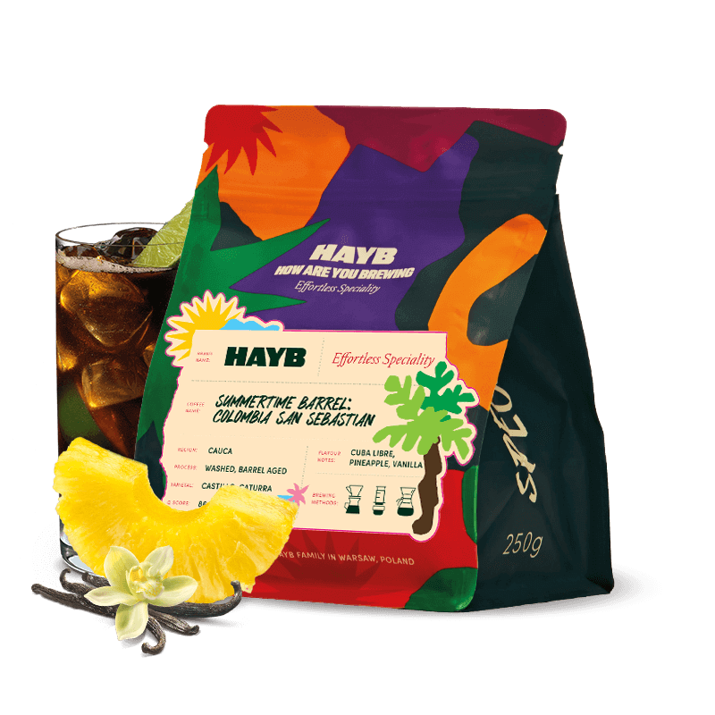 Výběrová káva HAYB Speciality Coffee Kolumbie SUMMER TIME BARREL - limitovaná edice - espresso