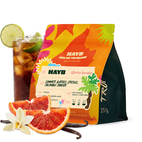 Výběrová káva HAYB Speciality Coffee Kolumbie SUMMER BARREL - letní limitka