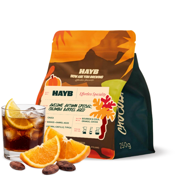 Výběrová káva HAYB Speciality Coffee Kolumbie AWESOME AUTUMN SPECIAL - barrel aged - podzimní edice