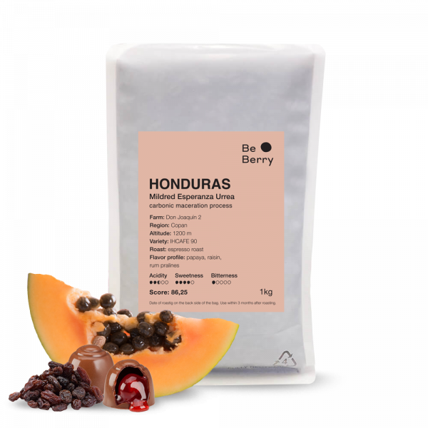Výběrová káva BeBerry Coffee Honduras MILDRED - carbonic maceration - 1000g