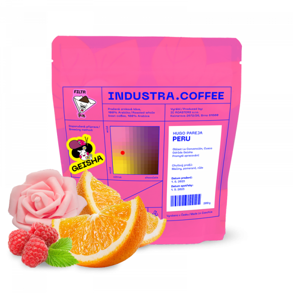 Výběrová káva Industra Coffee Peru HUGO PAREJA A FLOR LOPEZ - geisha - 200g