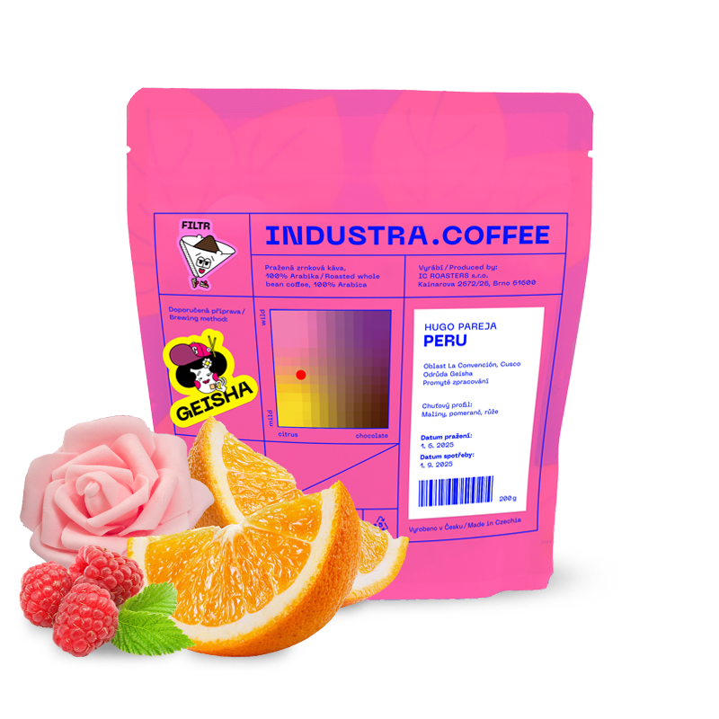Výběrová káva Industra Coffee Peru HUGO PAREJA A FLOR LOPEZ - geisha - 200g