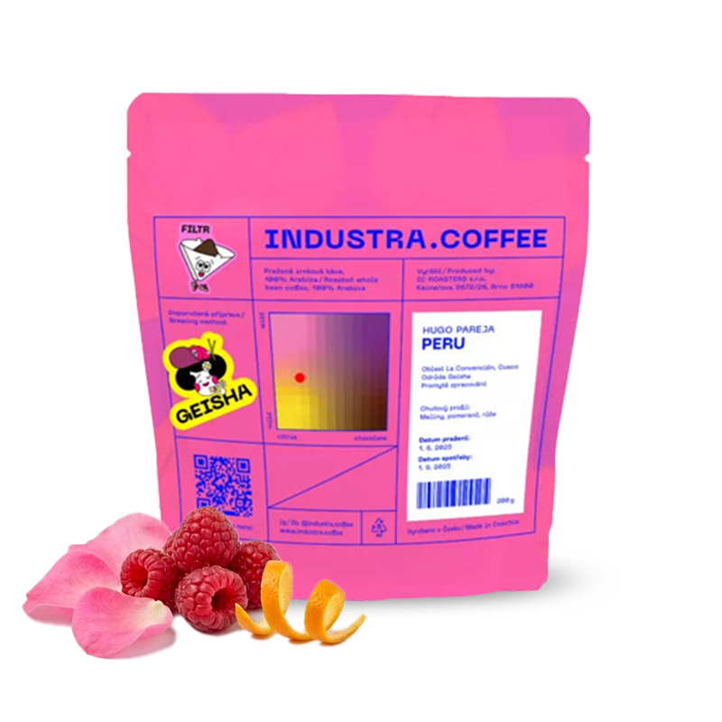 Výběrová káva Industra Coffee Peru HUGO PAREJA A FLOR LOPEZ – geisha - 200 g