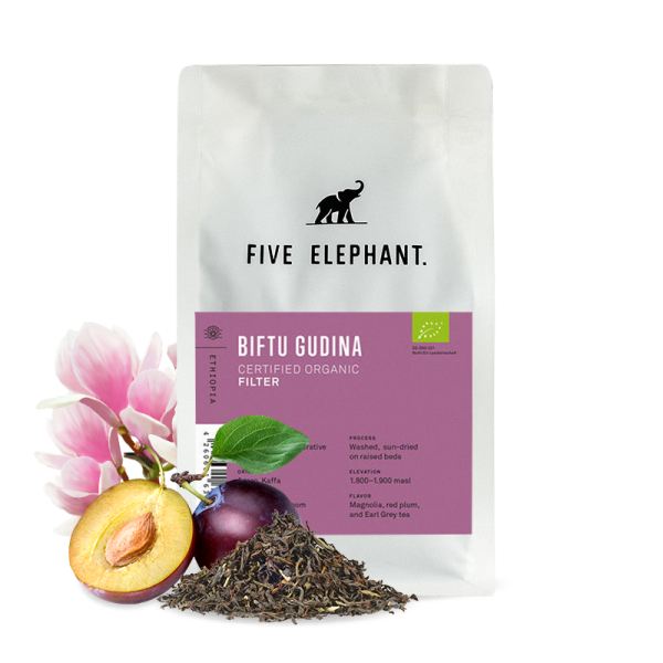 Výběrová káva Five Elephant ETHIOPIA Biftu Gudina Organic – Filter