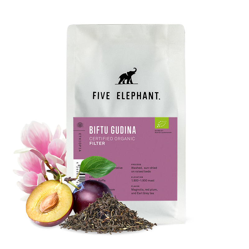 Výběrová káva Five Elephant ETHIOPIA Biftu Gudina Organic – Filter