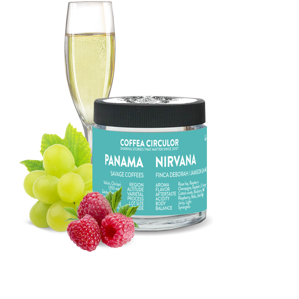 Výběrová káva Coffea Circulor Panama FINCA DEBORAH NIRVANA - 40g + Comandante zásobník na kávu