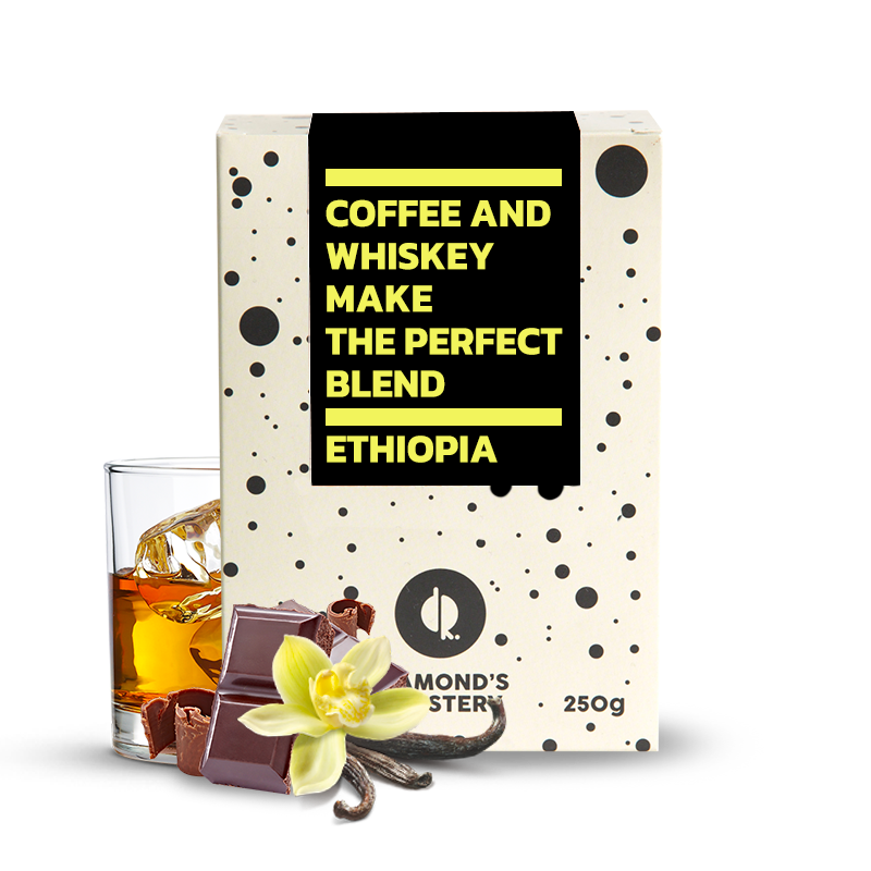Výběrová káva Diamond's Roastery Etiopie BOMBE - zrající v sudech po whiskey