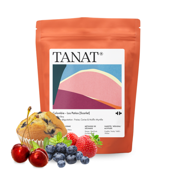 Výběrová káva Tanat Coffee Kolumbie LOS PATIOS SCARLET - jahodový co-ferment