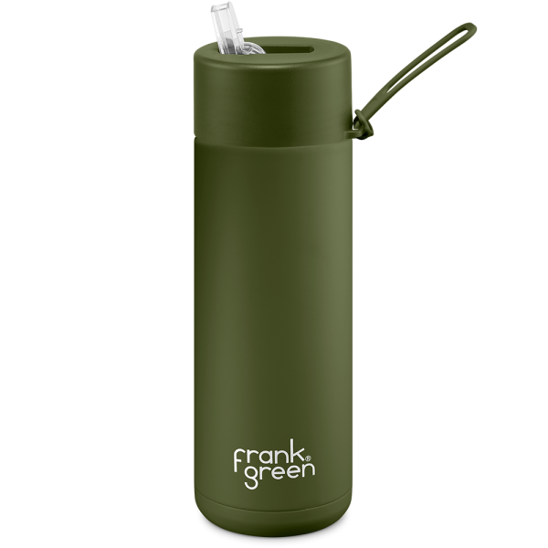 Frank Green Ceramic 595 ml Straw nerezový - khaki