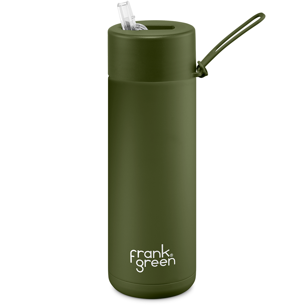 Frank Green Ceramic 595 ml Straw nerezový - khaki