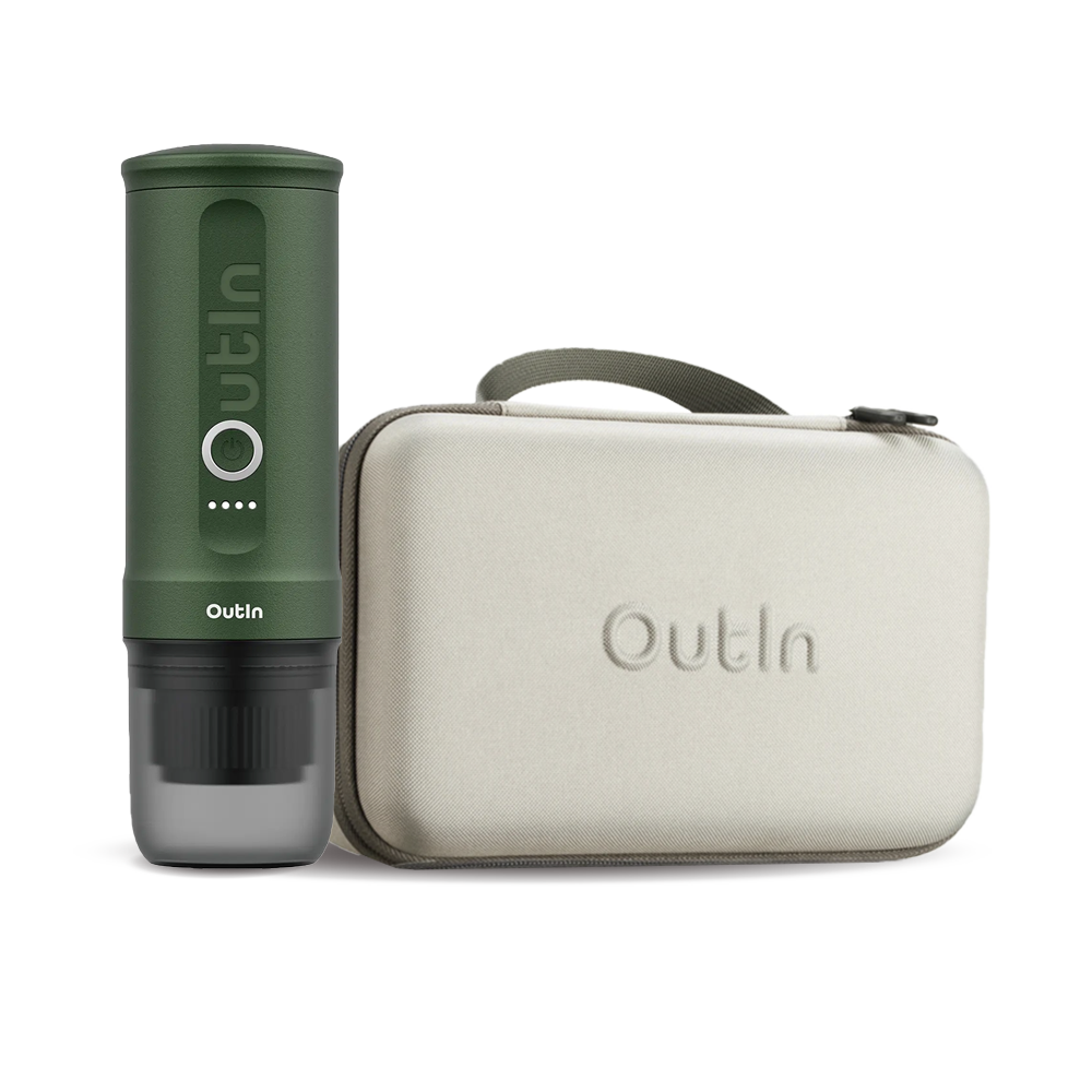 Outin Nano Portable Espresso Machine – Forest Green + cestovní obal 