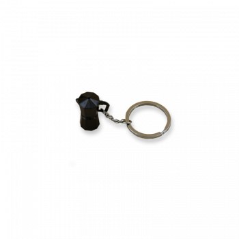 Kovová klíčenka - moka konvička - černá