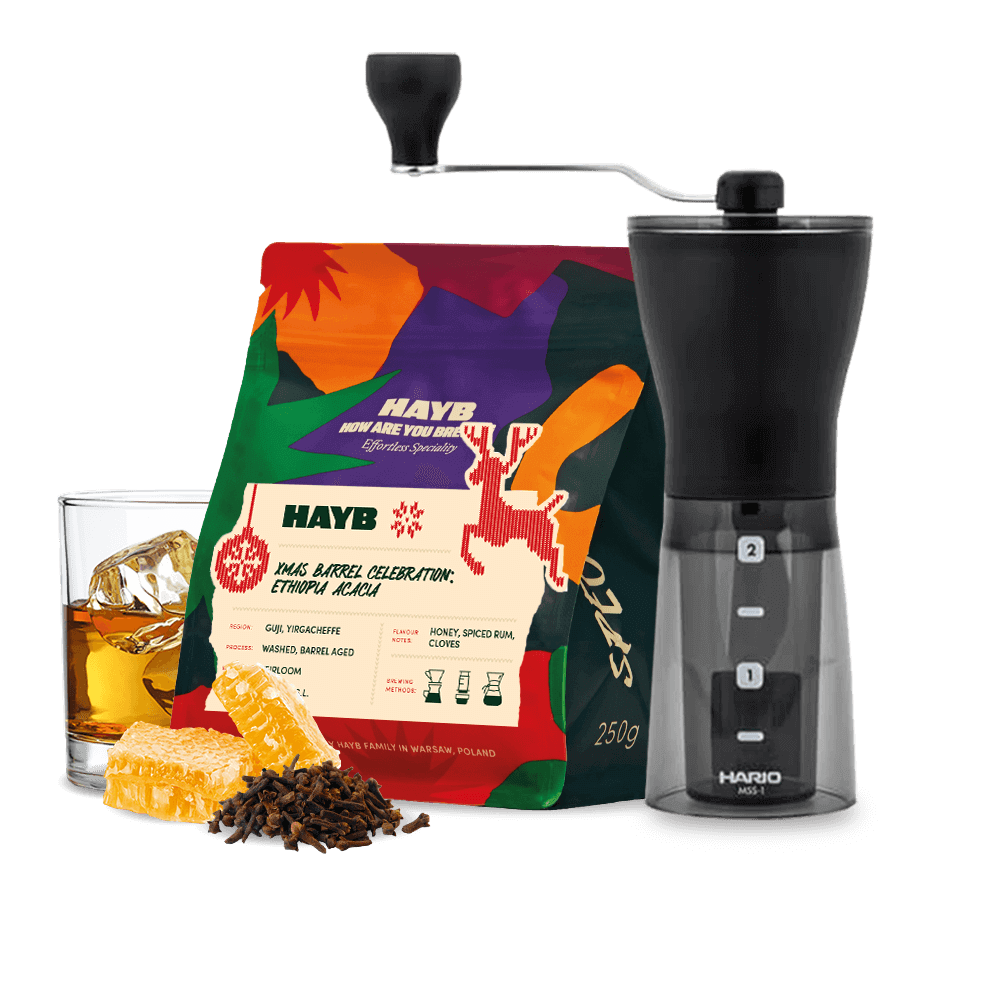 Hayb XMAS Barrel coffee Hario Mini Mill Plus Set