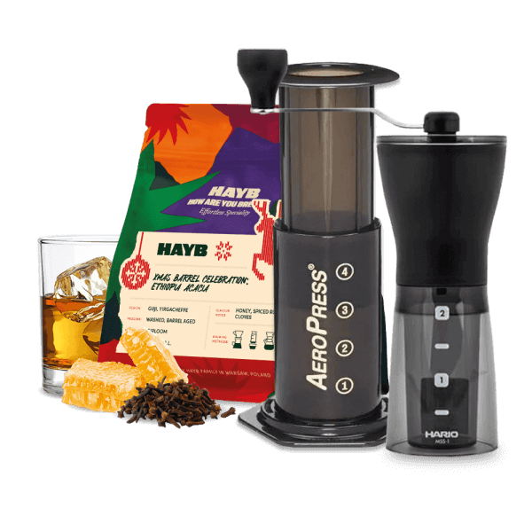 Hayb XMAS Barrel coffee AeroPress Mini Mill Set