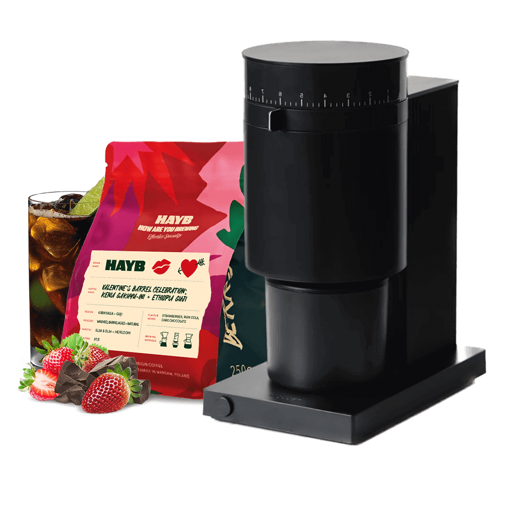 Hayb VALENTINES Barrel Celebration coffee Fellow Opus Set - černý