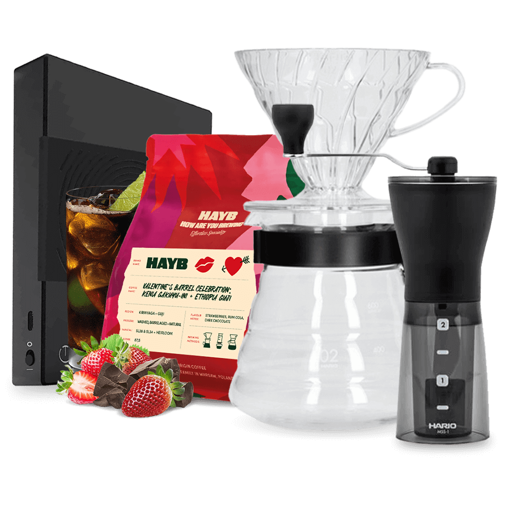 Hayb VALENTINES Barrel Celebration coffee Hario V60 Set Mini Mill