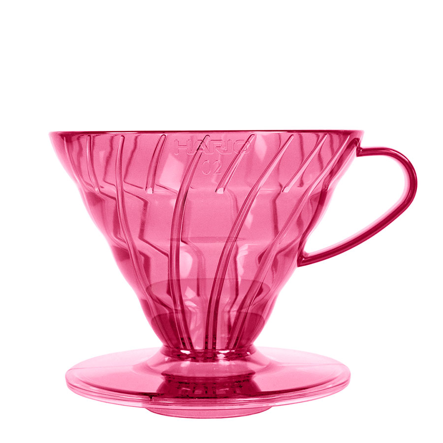 Dripper Hario V60-02 - plastový + filtry 40 ks - flamingo pink