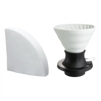 Hario Ceramic Immersion Switch V60-02 - bílý dripper s filtry