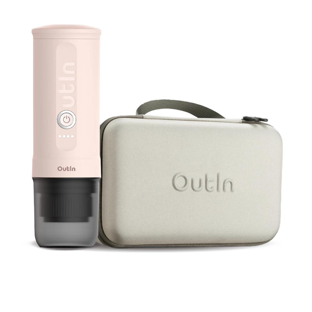 Outin Nano Portable Espresso Machine – Rose Quartz + cestovní obal