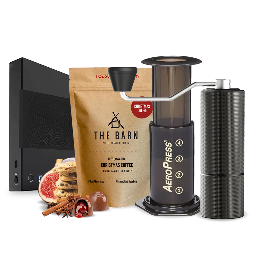 The Barn Christmas coffee Aeropress Timemore C2 Basic Scale Set