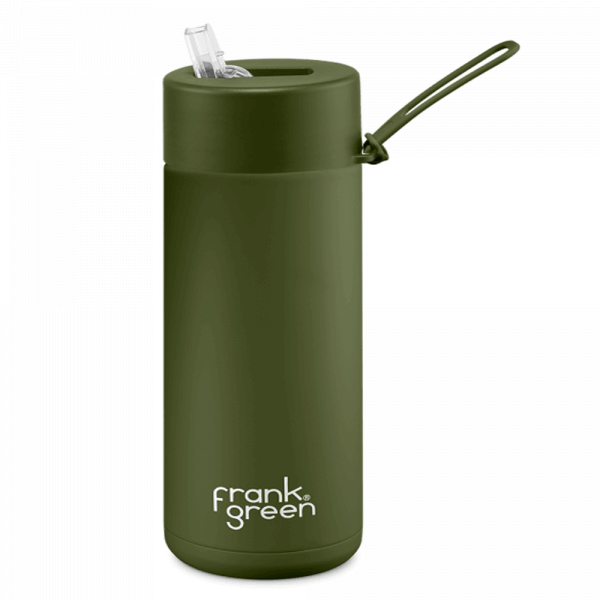 OPOTŘEBENÍ - Frank Green Ceramic 475 ml Straw nerezový - khaki