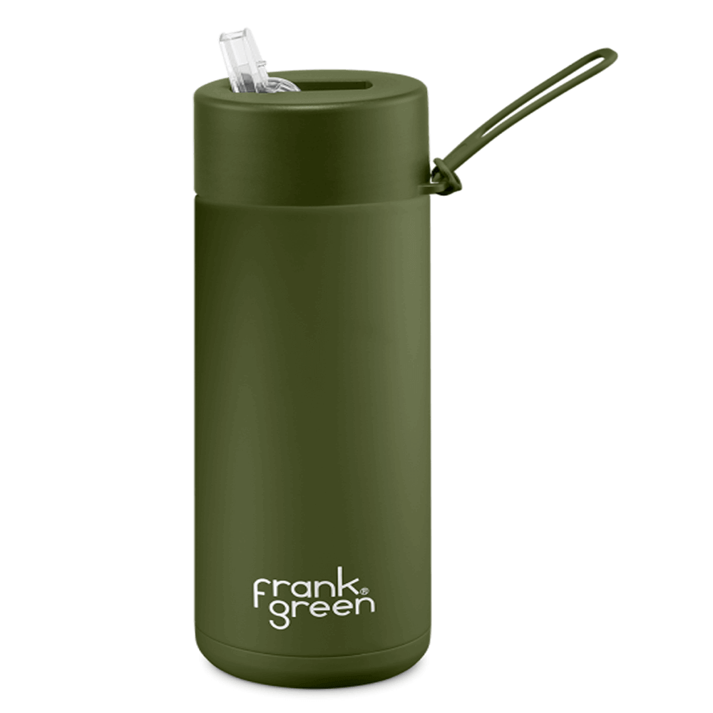 OPOTŘEBENÍ - Frank Green Ceramic 475 ml Straw nerezový - khaki