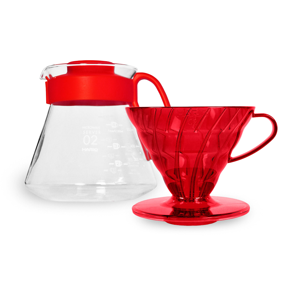 Hario V60 Dripper  Server Set 02 - sada - Desert Red