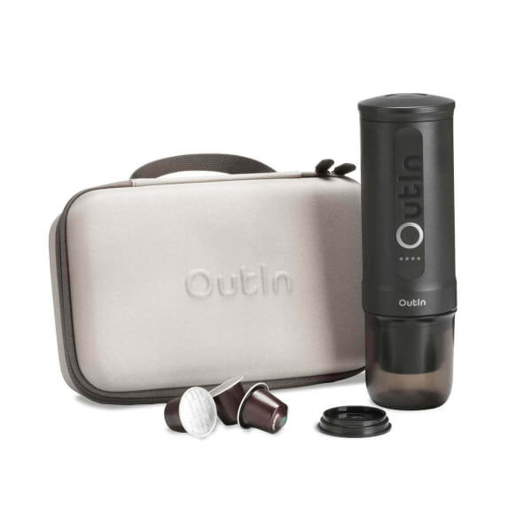 Outin Nano Portable Espresso Machine – Space Grey Bundle (kávovar v setu s obalem)