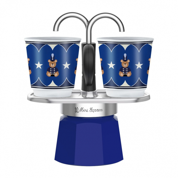 Bialetti Set Mini Express Joyful Christmas - moka konvička - modrá