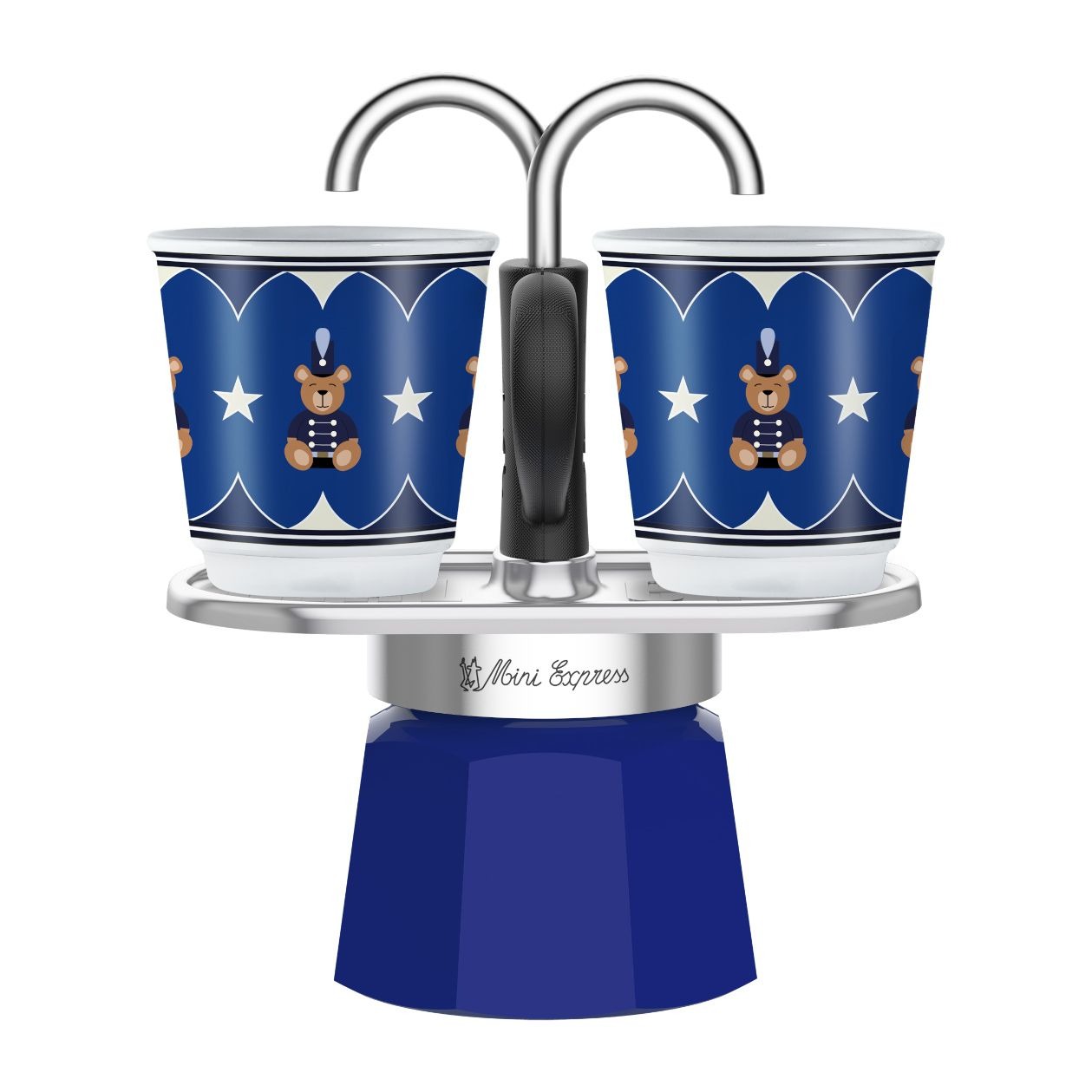 Bialetti Set Mini Express Joyful Christmas - moka konvička - modrá