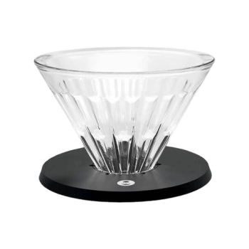 Timemore Crystal Eye Turbo skleněný dripper 01 - transparentní s černým podstavcem