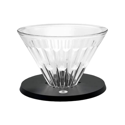 Timemore Crystal Eye Turbo skleněný dripper 01 - transparentní s černým podstavcem