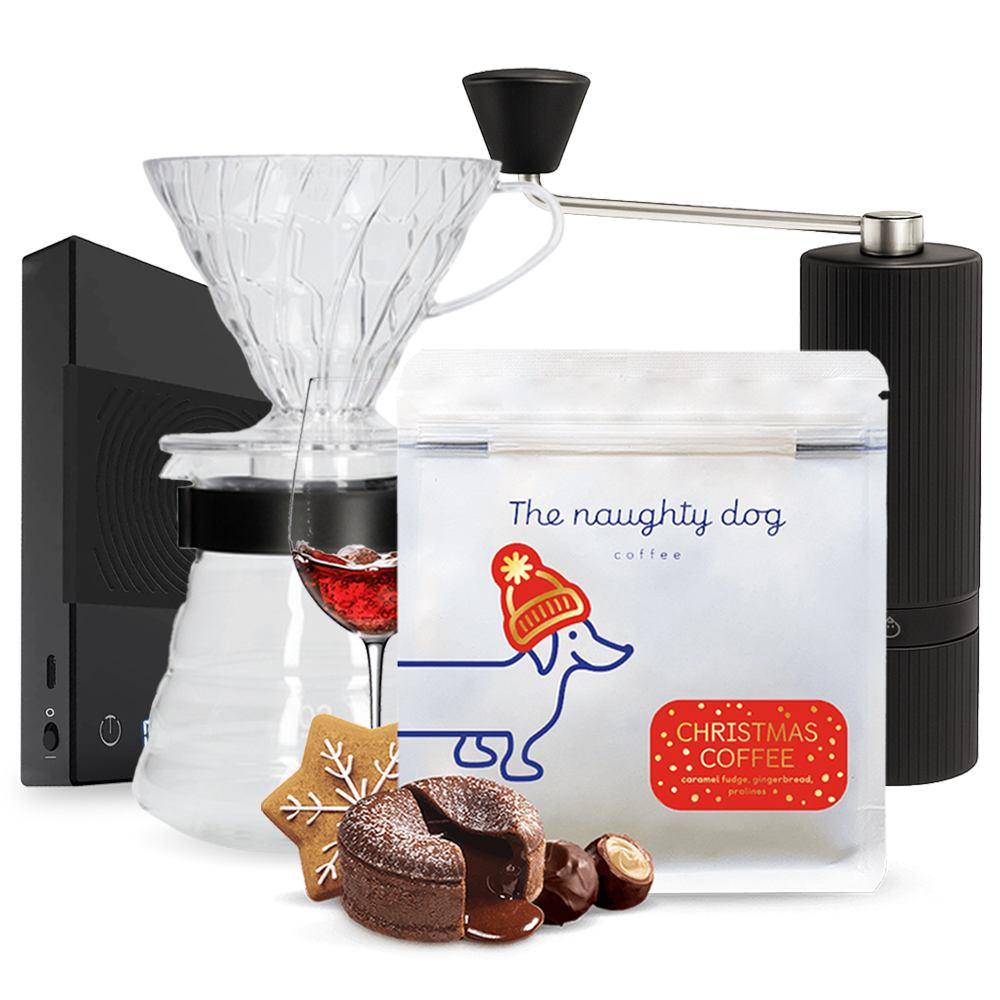 The naughty dog vánoční edice Hario V60 Nuttii G1S Timemore Basic Scale Set - černý