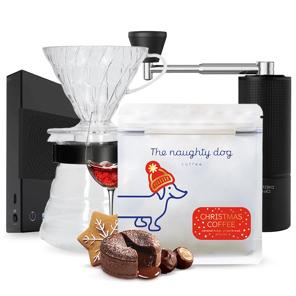 The naughty dog vánoční edice Hario V60 Timemore C3S Basic Scale Set - černý