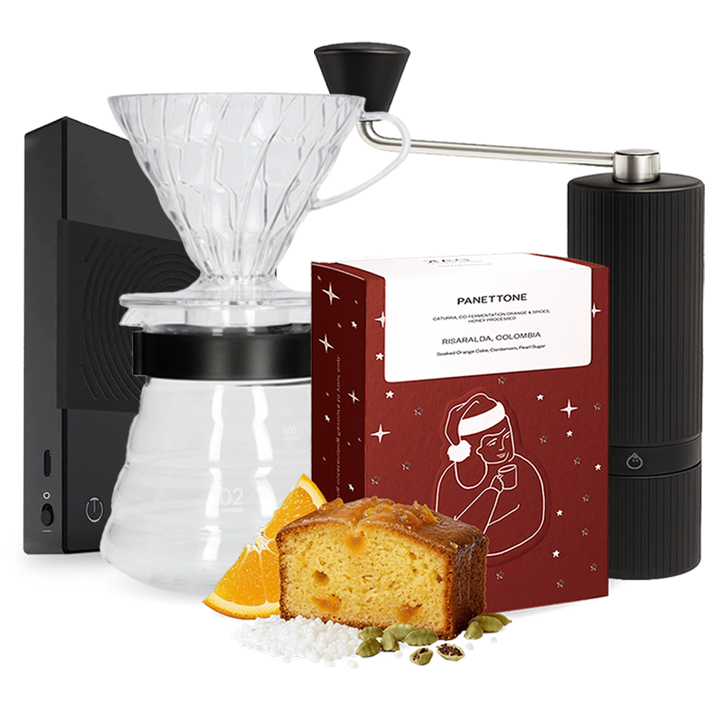 DAK Christmas Panettone coffee Hario V60 Nuttii G1S Timemore Basic Scale Set - černý