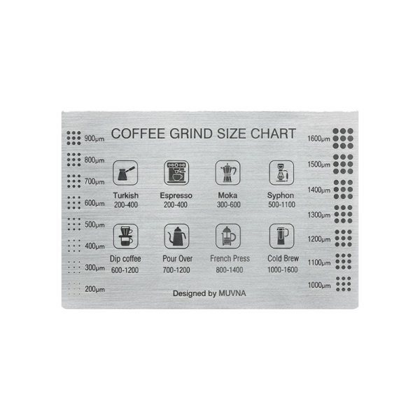 Muvna Stainless steel grinding reference card - Karta na měření hrubosti kávy - čtverec