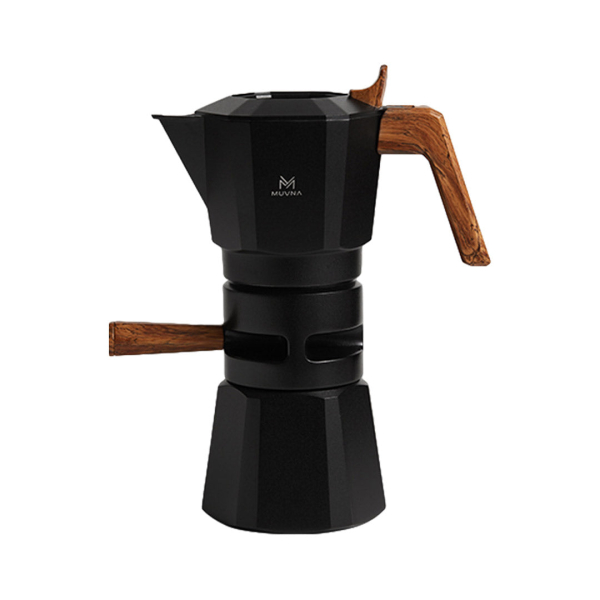 Muvna Thermo-Control Dual Valve Moka Pot - 2 šálky - moka konvice s kontrolou teploty - černá