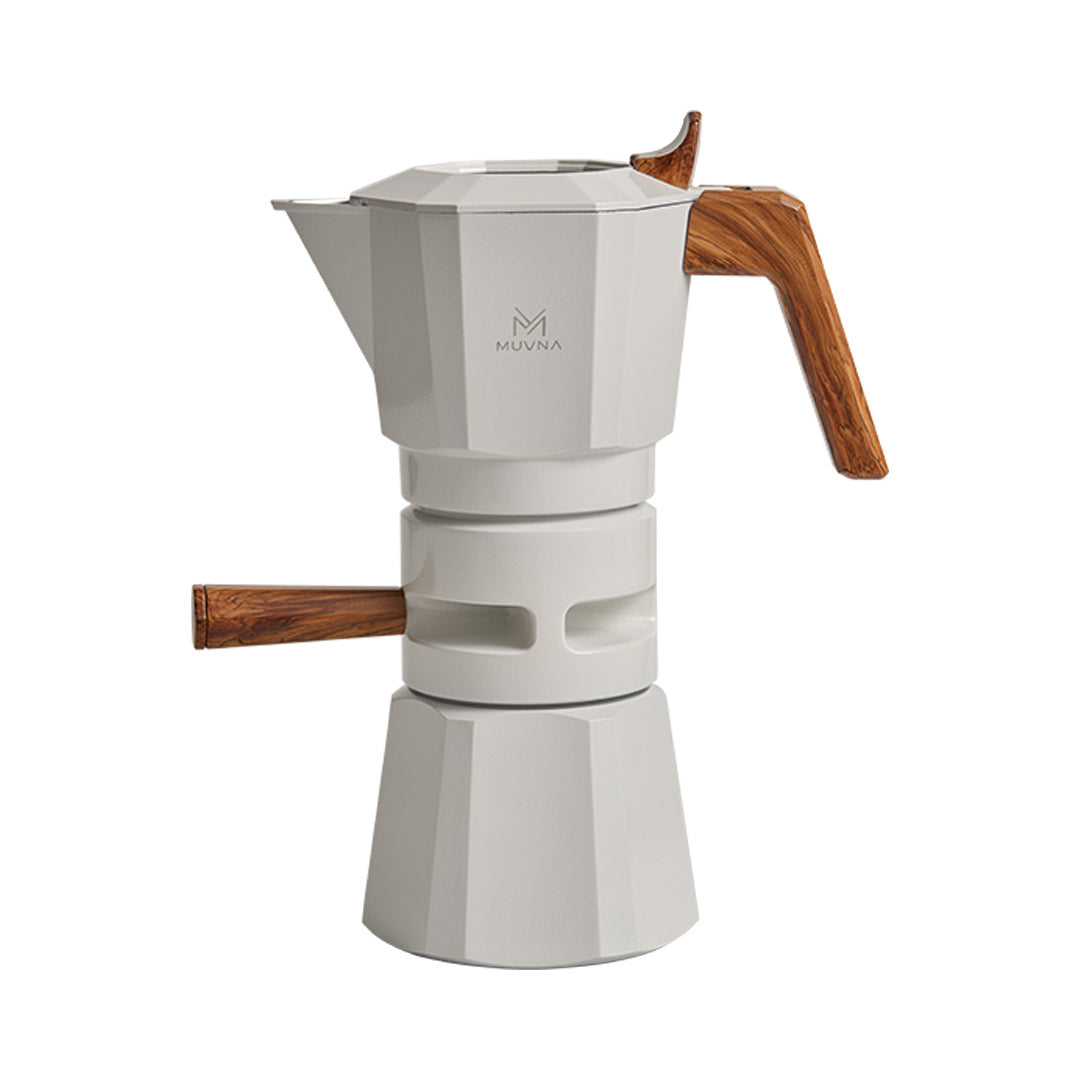 Muvna Thermo-Control Dual Valve Moka Pot - 2 šálky - moka konvice s kontrolou teploty - béžová