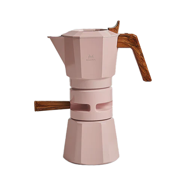 Muvna Thermo-Control Dual Valve Moka Pot - 2 šálky - moka konvice s kontrolou teploty - růžová