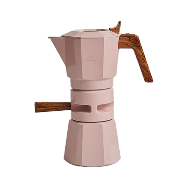 Muvna Thermo-Control Dual Valve Moka Pot - 2 šálky - moka konvice s kontrolou teploty - růžová