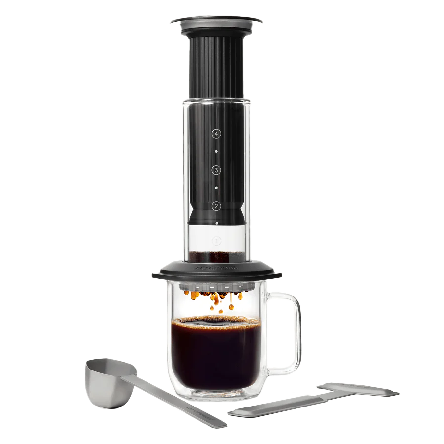 AeroPress Premium kávovar - sklo + kov - černý
