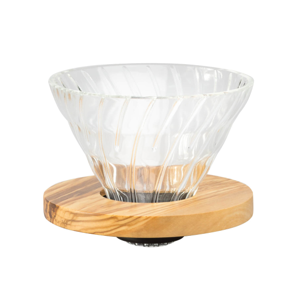 Hario V60-02 dripper - olive - sklo dřevo - ZÁNOVNÍ