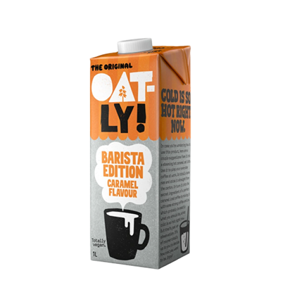 Oatly Barista Caramel - ovesný nápoj barista s příchutí karamelu