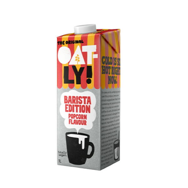Oatly Barista Popcorn - ovesný nápoj barista s příchutí popcornu