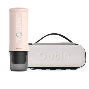 Outin Nano Portable Espresso Machine – Rose Quartz + cestovní obal - Sand Beige
