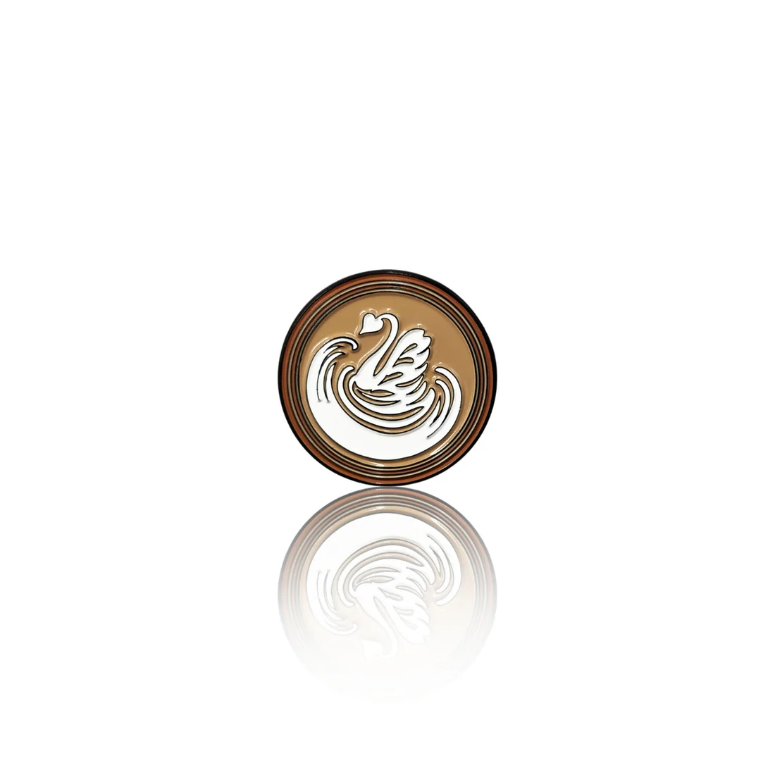 Pinbox - Latte art Labuť - kovová brož