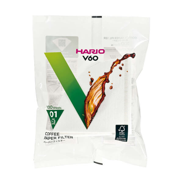 Hario papírové filtry pro V60-01 - 100 ks - bělené [VCF-01-100W]